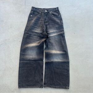 y2k vintage baggy black washed wide leg faded skater denim jeans 2000s